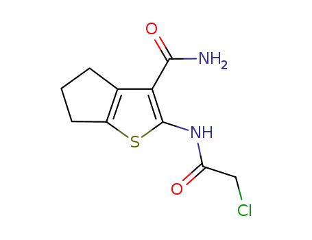 Molecular Structure of 299954-05-5 (2-(2-CHLORO-ACETYLAMINO)-5,6-DIHYDRO-4 H-CYCLOPENTA[ B ]THIOPHENE-3-CARBOXYLIC ACID AMIDE)