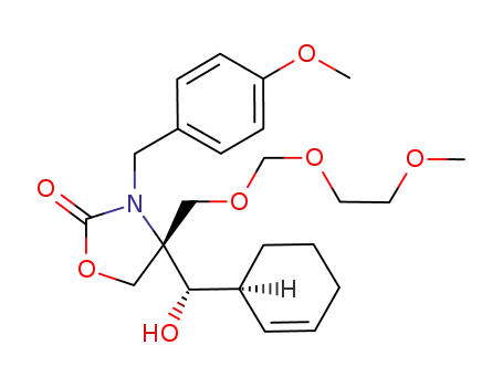 Molecular Structure of 1064062-07-2 ((4S)-4-{(S)-[(S)-cyclohex-2-enyl](hydroxy)methyl}-4-{[(2-methoxyethoxy)methoxy]methyl}-3-(4-methoxybenzyl)oxazolidin-2-one)