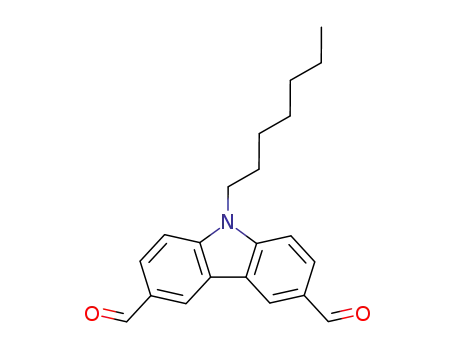 Molecular Structure of 173483-07-3 (9H-Carbazole-3,6-dicarboxaldehyde, 9-heptyl-)