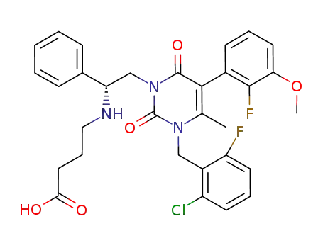(R)-4-{2-[5-(2-fluoro-3-methoxyphenyl)-3-(2-chloro-6-fluorobenzyl)-4-methyl-2,6-dioxo-3,6-dihydro-2H-pyrimidin-1-yl]-1-phenylethylamino}butyric acid