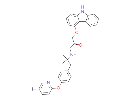 Molecular Structure of 937193-81-2 ((S)-6-[4-[2-[3-(9H-carbazol-4-yloxy)-2-hydroxypropylamino]-2-methylpropyl]phenoxy]-3-iodopyridine)