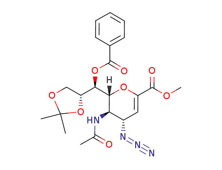 methyl 5-acetamido-2,6-anhydro-4-azido-7-O-benzoyl-3,4,5-trideoxy-8,9-O-isopropylidene-D-glycero-D-galacto-non-2-enonic acid