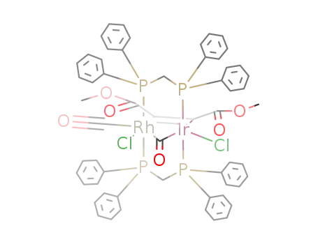 Molecular Structure of 100896-61-5 (IrCl(CO)RhCl(CO)(CH<sub>3</sub>OCOC<sub>2</sub>CO<sub>2</sub>CH<sub>3</sub>)(((C<sub>6</sub>H<sub>5</sub>)2P)2CH<sub>2</sub>)2)