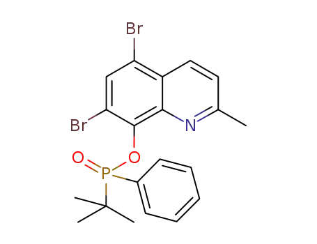 Molecular Structure of 1227180-26-8 (5,7-dibromo-2-methylquinolin-8-yl tert-butyl(phenyl)posphinate)