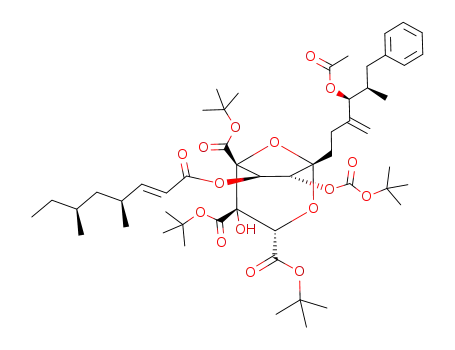tri-tert-butyl [1S,1(4S,5R),3S,4S,5R,6R,6(2E,4S,6S),7R]-1-(4-acetoxy-5-methyl-3-methylene-6-phenylhexyl)-7-(tert-butoxycarbonyl)oxy-6-(4,6-dimethyl-2-octenoyl)oxy-4-hydroxy-2,8-dioxabicyclo[3.2.1]octane-3,4,5-tricarboxylate