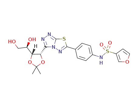 Molecular Structure of 1141802-54-1 (N-{4-[3-(1,2-O-isopropylidene-D-ribotetritol-1-yl)[1,2,4]triazolo[3,4-b][1,3,4]thiadiazol-6-yl]phenyl}furan-3-sulfonamide)