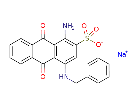Molecular Structure of 1052089-14-1 (sodium 1-amino-4-(benzylamino)-9,10-dioxo-9,10-dihydroanthracene-2-sulfonate)