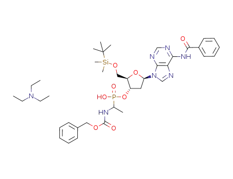 N<sub>6</sub>-benzoyl-5'-(tert-butyldimethylsilyl)-3'-(1-(benzyloxycarbonylamino)ethyl phosphonyl)-2'-deoxyadenosine triethylammonium salt