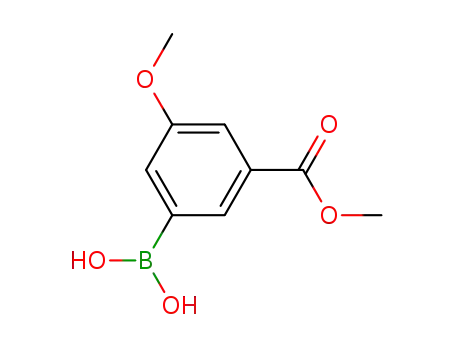 Molecular Structure of 1048330-11-5 ([3-methoxy-5-(methoxycarbonyl)phenyl]boronic acid)