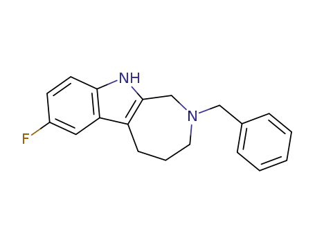 Molecular Structure of 919120-56-2 (Azepino[3,4-b]indole, 7-fluoro-1,2,3,4,5,10-hexahydro-2-(phenylmethyl)-)