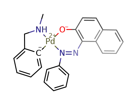 Molecular Structure of 192440-59-8 ([Pd(C<sub>6</sub>H<sub>4</sub>CH<sub>2</sub>NHCH<sub>3</sub>)(OC<sub>10</sub>H<sub>6</sub>NNC<sub>6</sub>H<sub>5</sub>)])