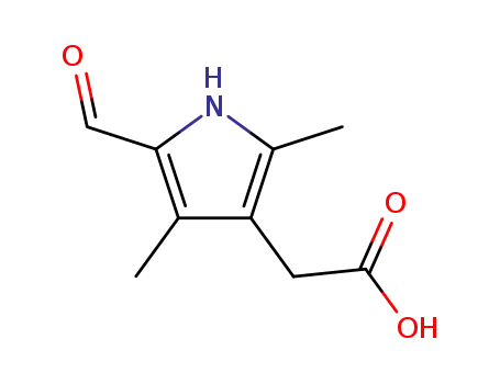 Molecular Structure of 52513-48-1 ((5-FORMYL-2,4-DIMETHYL-1H-PYRROL-3-YL)-ACETIC ACID)