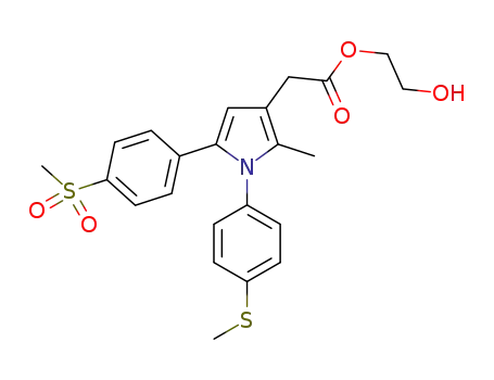 Molecular Structure of 1346223-25-3 (2-hydroxyethyl 2-[1-[(4-methylthio)phenyl]-2-methyl-5-[4-(methylsulfonyl)phenyl]-1H-pyrrol-3-yl]acetate)