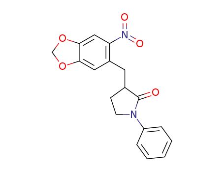 Molecular Structure of 1185180-80-6 (3-[(6-nitrobenzo[d][1,3]dioxol-5-yl)methyl]-1-phenylpyrrolidin-2-one)