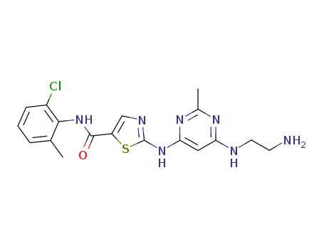Molecular Structure of 910297-59-5 (2-({6-[(2-aminoethyl)amino]-2-methylpyrimidin-4-yl}amino)-N-(2-chloro-6-methylphenyl)thiazole-5-carboxamide)
