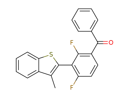 Molecular Structure of 1263757-46-5 ((2,4-difluoro-3-(3-methylbenzo[b]thiophen-2-yl)phenyl)-(phenyl)methanone)