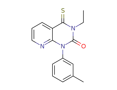 Molecular Structure of 62831-37-2 (Pyrido[2,3-d]pyrimidin-2(1H)-one,
3-ethyl-3,4-dihydro-1-(3-methylphenyl)-4-thioxo-)