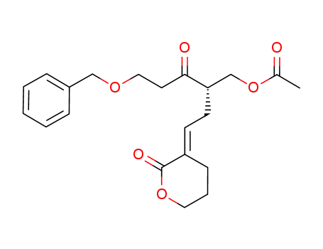 (E)-3-((3S)-6-benzyloxy-4-oxo-3-(acetoxymethyl)hexylidene)tetrahydropyran-2-one