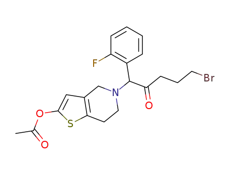 Molecular Structure of 1373350-59-4 (2-acetoxy-5-[5-bromo-1-(2-fluorophenyl)pentyl]-4,5,6,7-tetrahydro-4H-thieno[3,2-c] pyridine)
