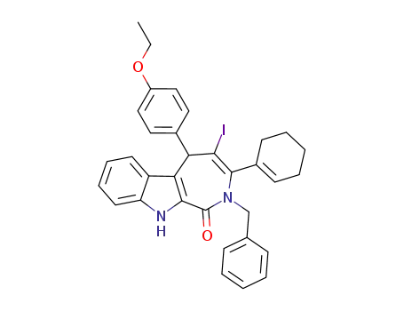 2-benzyl-3-cyclohex-1-enyl-4-iodo-5-(4-ethoxyphenyl)-5,10-dihydroazepino[3,4-b]indol-1(2H)-one