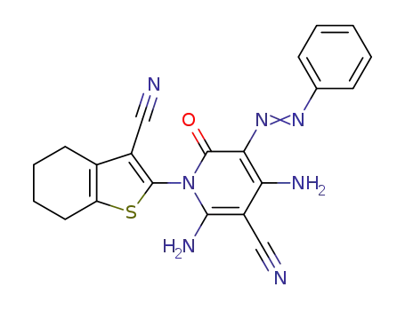 5-(2-phenyldiazenyl)-2,4-diamino-1-(3-cyano-4,5,6,7-tetrahydrobenzo[b]thiophen-2-yl)-1,6-dihydro-6-oxopyridine-3-carbonitrile