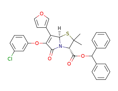 (3S,7aR)-6-(3-chlorophenoxy)-7-furan-3-yl-2,2-dimethyl-5-oxo-7-phenyl-2,3,5,7a-tetrahydro-pyrrolo[2,1-b]thiazole-3-carboxylic acid benzhydryl ester