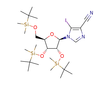 5-iodo-1-[2',3',5'-O-tris(tert-butyldimethylsilyl)-β-D-ribofuranosyl]imidazole-4-carbonitrile