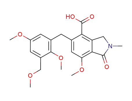 Molecular Structure of 914607-12-8 (5-[2,5-dimethoxy-3-(methoxymethyl)benzyl]-7-methoxy-2-methyl-1-oxo-2,3-dihydro-1H-isoindole-4-carboxylic acid)