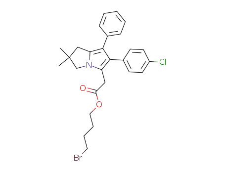 Molecular Structure of 912341-47-0 (4-bromobutyl 2-(6-(4-chlorophenyl)-2,2-dimethyl-7-phenyl-2,3-dihydro-1H-pyrrolizin-5-yl)acetate)