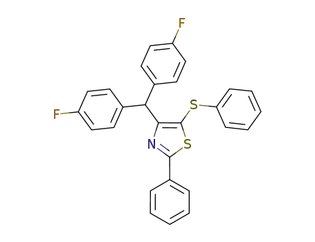 Molecular Structure of 1253754-71-0 (4-[bis(p-fluorophenyl)methyl]-2-phenyl-5-(phenylsulfanyl)-1,3-thiazole)