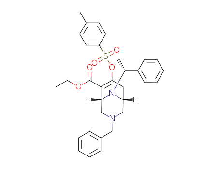 Molecular Structure of 1041439-31-9 (Ethyl 3-benzyl-9-((S)-1-phenylethyl)-7-(tosyloxy)-3,9-diazabicyclo[3.3.1]non-6-ene-6-carboxylate)