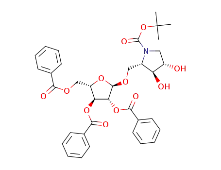(2S,3S,4S)-3,4-dihydroxy-1-(tert-butoxycarbonyl)-2-[(2,3,5-tri-O-benzoyl-α-L-arabinofuranosyloxy)methyl]pyrrolidine
