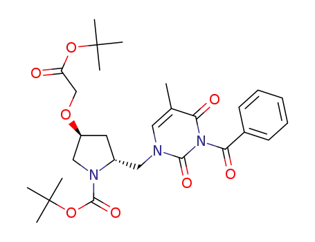 (2R,4S)-2-(N<sub>3</sub>-benzoylthymine-1-ylmethyl)-4-tert-butoxycarbonylmethyoxypyrrolidine-1-carboxylic acid tert-butyl ester