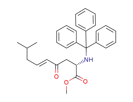 Molecular Structure of 1313240-33-3 (methyl (2S,5E)-8-methyl-4-oxo-2-(tritylamino)non-5-enoate)