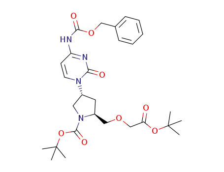 1-Pyrrolidinecarboxylic acid,
2-[[2-(1,1-dimethylethoxy)-2-oxoethoxy]methyl]-4-[2-oxo-4-[[(phenylmeth
oxy)carbonyl]amino]-1(2H)-pyrimidinyl]-, 1,1-dimethylethyl ester,
(2S,4R)-