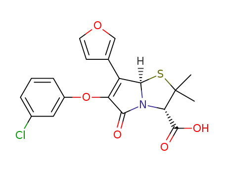 (3S,7aR)-6-(3-chlorophenoxy)-7-furan-3-yl-2,2-dimethyl-5-oxo-7-phenyl-2,3,5,7a-tetrahydro-pyrrolo[2,1-b]thiazole-3-carboxylic acid