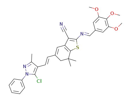 2-(3,4,5-trimethoxybenzylideneamino)-5-(2-(5-chloro-3-methyl-1-phenyl-1H-pyrazol-4-yl)vinyl)-6,7-dihydro-7,7-dimethylbenzo[b]thiophene-3-carbonitrile