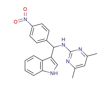Molecular Structure of 1258955-59-7 (N-[(1H-indole-3-yl)(4-nitrophenyl)methyl]-4,6-dimethylpyrimidine-2-amine)