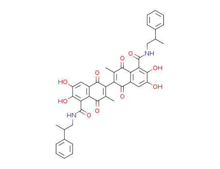 6,6',7,7'-tetrahydroxy-3,3'-dimethyl-1,1',4,4'-tetraoxo-N<sub>5</sub>,N<sub>5</sub>'-bis(2-phenylpropyl)-1,1',4,4'-tetrahydro-2,2'-binaphthyl-5,5'-dicarboxamide