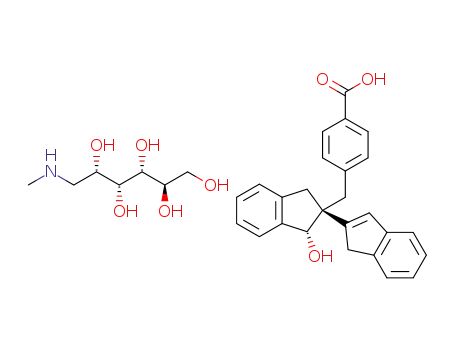 Molecular Structure of 1380445-04-4 ((2R,3R,4R,5S)-6-(methylamino)hexane-1,2,3,4,5-pentanol 4-(((1S,2S)-1-hydroxy-2,3-dihydro-1H,1'H-[2,2-biinden]-2-yl)methyl)benzoic acid)