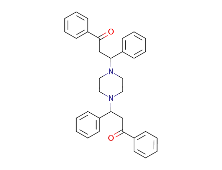 Molecular Structure of 34131-30-1 (Propiophenone, 3,3''-(1,4-piperazinediyl)bis[3-phenyl- (8CI))