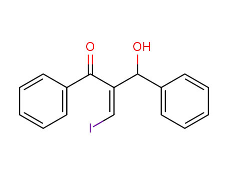 Molecular Structure of 109572-49-8 (2-Propen-1-one, 2-(hydroxyphenylmethyl)-3-iodo-1-phenyl-, (2Z)-)