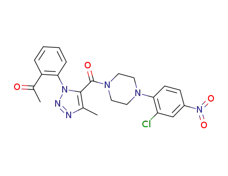 Molecular Structure of 1362020-44-7 (1-(2-(5-(4-(2-chloro-4-nitrophenyl)piperazine-1-carbonyl)-4-methyl-1H-1,2,3-triazol-1-yl)phenyl)ethanone)