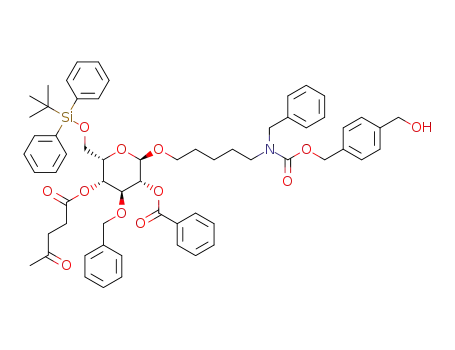 4-(hydroxymethyl)benzyl N-benzyl-N-(5-(3-O-benzyl-2-O-benzoyl-4-O-levulinoyl-6-O-tert-butyldiphenylsilyl-α-L-idopyranosyloxy)pentyl)carbamate