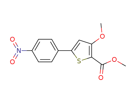 Molecular Structure of 1372697-48-7 (methyl 3-methoxy-5-(4-nitrophenyl)-thiophene-2-carboxylate)