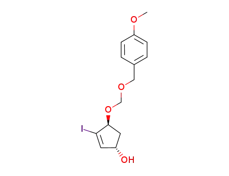Molecular Structure of 1362209-48-0 ((1S,4S)-4-((p-methoxybenzyloxy)methoxy)-3-iodocyclopent-2-enol)