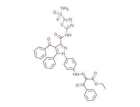 ethyl 2-(2-(4-(4-benzoyl-5-phenyl-3-((5-sulphamoyl-1,3,4-thiadiazol-2-yl)carbamoyl)-1H-pyrazol-1-yl)phenyl)hydrazono)-3-oxo-3-phenylpropanoate