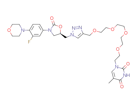(R)-1-(1-(1-((3-(3-fluoro-4-morpholinophenyl)-2-oxooxazolidin-5-yl)methyl)-1H-1,2,3-triazol-4-yl)-2,5,8,11-tetraoxatridecan-13-yl)-5-methylpyrimidine-2,4(1H,3H)-dione