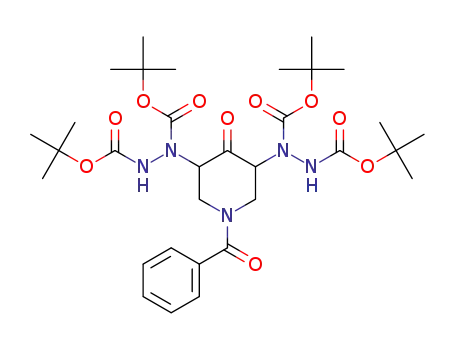 Molecular Structure of 1385033-09-9 (tetra-tert-butyl 1,1'-(1-benzoyl-4-oxopiperidine-3,5-diyl)di(hydrazine-1,2-dicarboxylate))