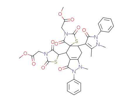 1',4',6',7'-tetrahydro-6'-(1,2-dihydro-1,5-dimethyl-3-oxo-2-phenyl-3H-pyrazol-4-yl)-1'-methyl-4'-[3-(acetic acid methyl ester)-2,4-dioxo-thiazolidin-5-yl]spiro[thiazolidine-5,5'-[5H]indazol]-2,3',4(2'H)-trione-3-acetic acid methyl ester